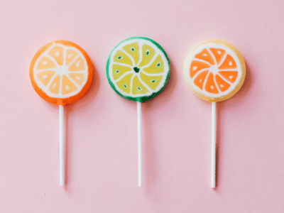 brightly colored candy that does not require calorie counting