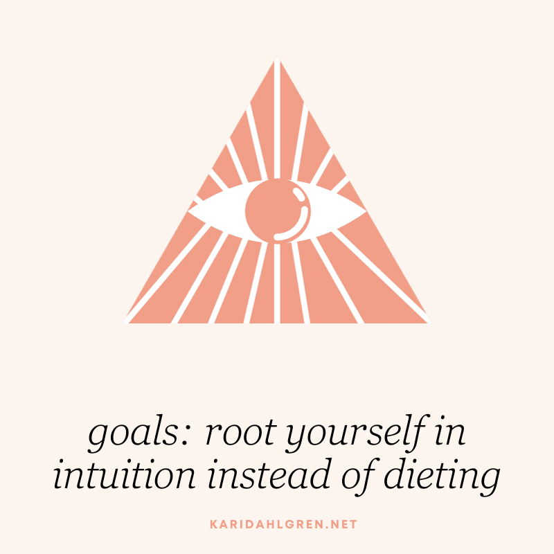 goals: root yourself in intuition instead of dieting