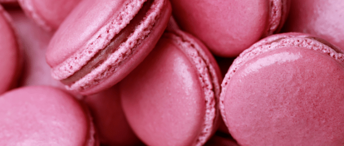 pile of maroon macarons